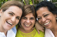 three women smiling